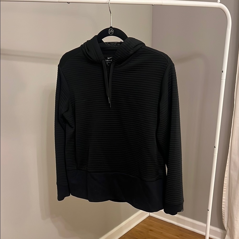 Nike Black Ribbed Hoodie - dri-fit - Sz S